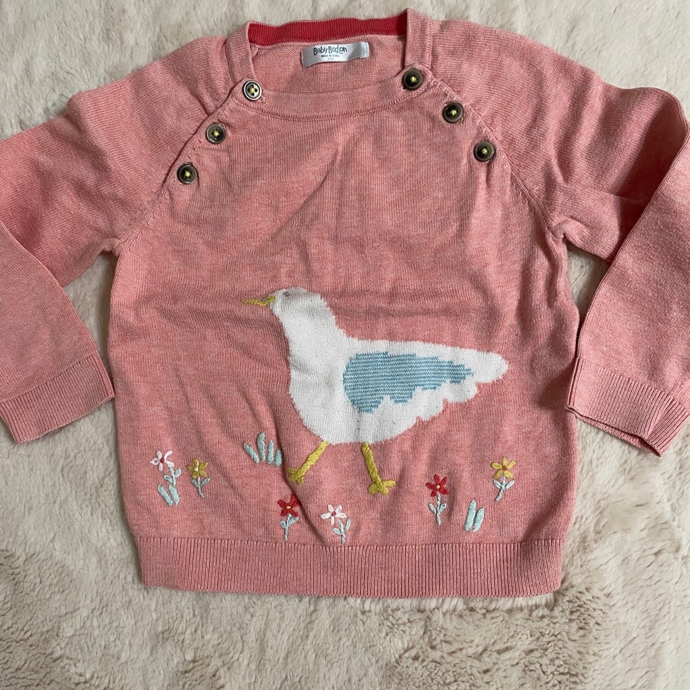 Baby Boden Coral Sweater with Button Detail